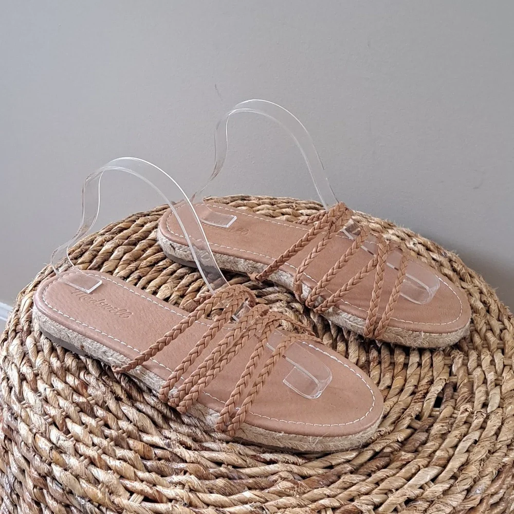 NWOT Madewell Womens Kathryn Slip On Espadrille Sandals Tan Leather Size 9.5